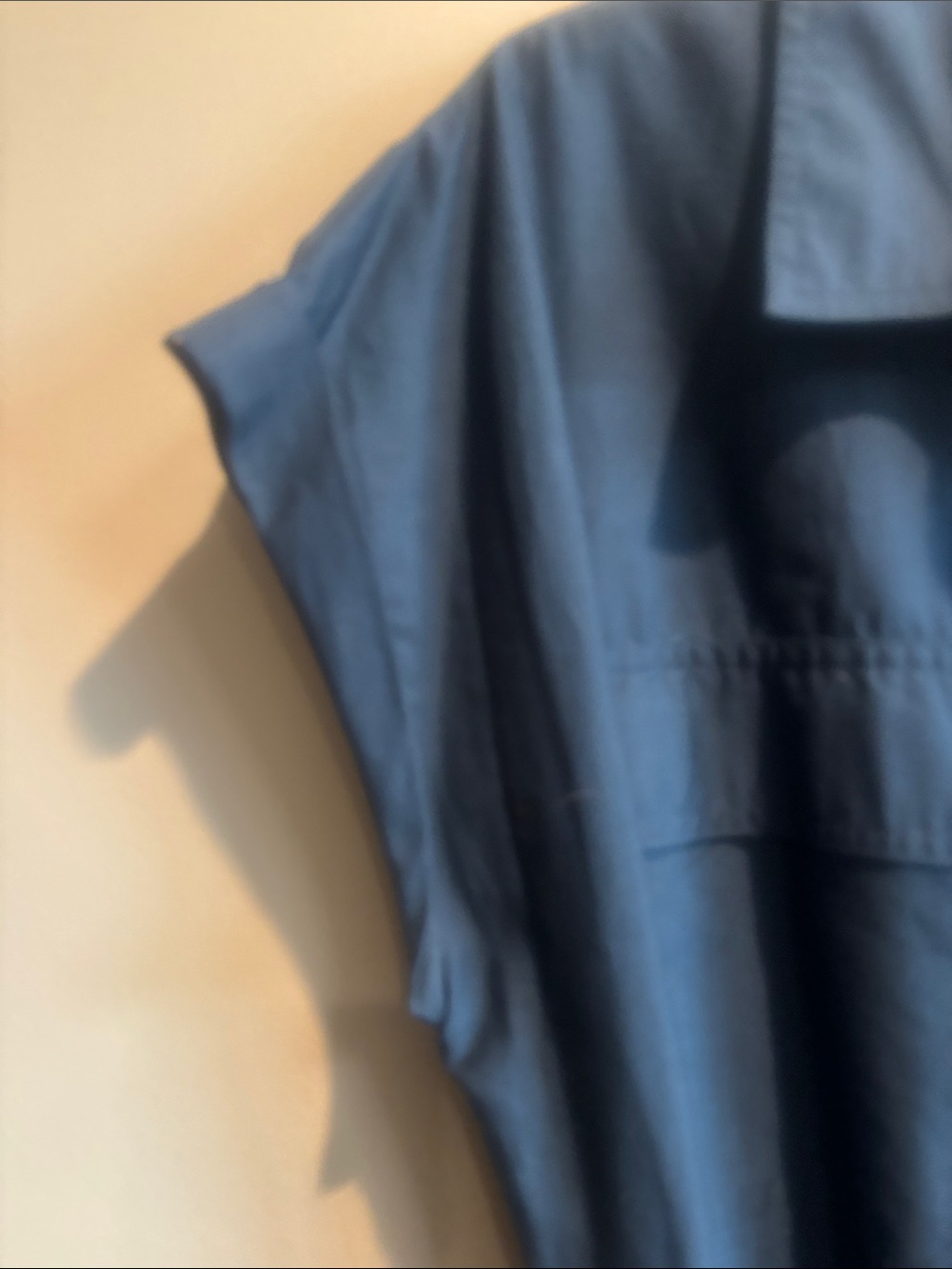Navy Midi Shirt Dress with Tie Waist - Picture 2 of 4